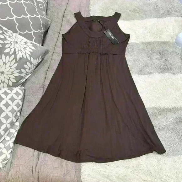 Marc Aurel Brown Midi Capsule Dress 12 Stretch Minimalist Casual Elevated Basic - Picture 8 of 17